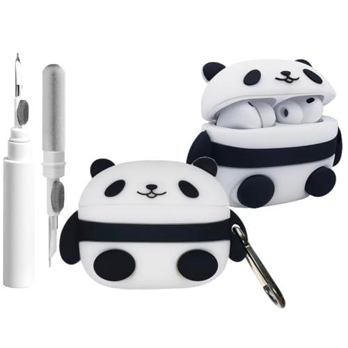 Cute Case for AirPods Pro 3 Case Cover 2025 with Cleaner kit,Airpods Pro 3 Cases Women Anti-Drop Silicone iPods Pro 3 Earbuds Charging Cases Girl Keychain for Airpods Pro 3rd Generation (Cute Panda)