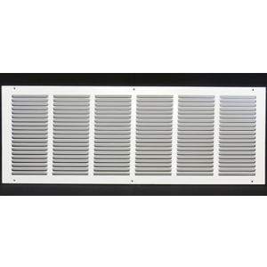 HVAC Premium 30'' x 10'' [Duct Opening] Flat Stamped Steel Return Air Grille - Sidewall and Ceiling - HVAC Vent Duct Cover - White [Outer Dimensions: 31.75''w X 11.75''h]