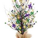 CRCZK Mardi Gras Table Tree Decorations 20"H Lighted 20Leds Mardi Gras Tree with Fleur De Lis String Lights Mardi Gras Decorations Table Centerpiece New Orleans Mardi Gras Decor Masquerade Party Decor (Purple Green Yellow)