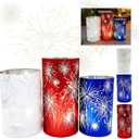 Set of 3 Celebration Hurricanes, Flameless Glass Pillars with 3D Starburst Effect, Glowing Firework Lights for Ambient Illumination, Elegant Centerpieces for Dining Table, Christmas & Party Decor