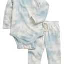 GAP Baby Boys Bodysuit Outfit Set Blue and White, Size 18-24M