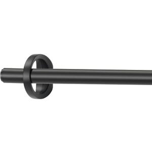 Modern Curtain Rods, 1Inch Diameter Decorative Single Window Rod Telescoping 28-48 Inch Adjustable Drapery Rods Matte Black Color For Bedroom Living Room Kitchen Office