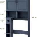 Vabches Over The Toilet Storage Cabinet with Doors & Paper Holder, Blue, W33.03''