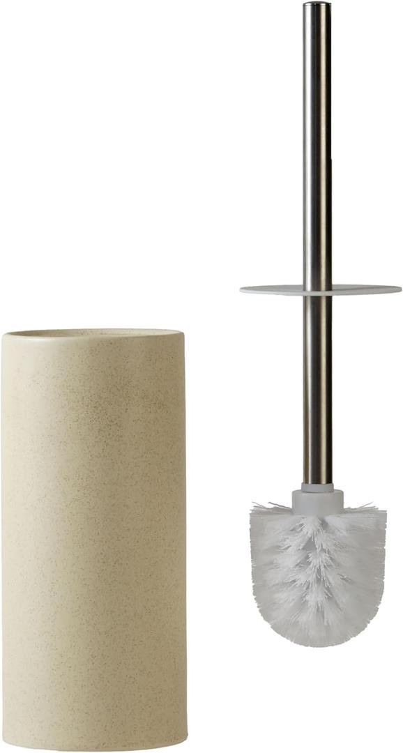 Ceramic Toilet Bowl Brush and Holder Set,Toilet Cleaning Scrub Brush,Heavy Duty Toilet Brush Quick Dry Bristles for Bathroom