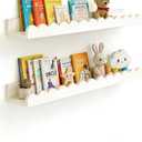 Floating Nursery Book Shelves, Scalloped Shelves for Kids Room 20 Inches, Nursery Bookshelf for Wall Set of 2, Nursery Shelves for Wall Wood, White
