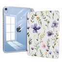 Slim Trifold Case for ipad 10th Generation 10.9 inch A14 2022 with Pencil Holder, ipad 11th Gen Case 11 inch 2025 A16, Shell Shockproof Clear Transparent Back Cover, Auto Wake/ Sleep, Purple Floral