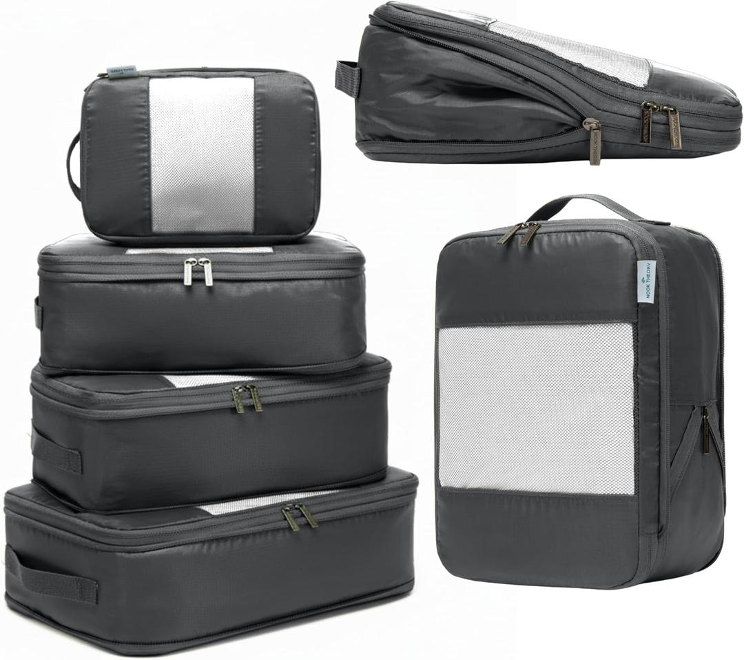 6-Pack Large Compression Packing Cubes for Travel - Lightweight Compression Packing Cube Set, Water-Resistant Luggage Organizer Bags & Suitcase Organizers, Travel Cubes for Carry-On, Checked Luggage