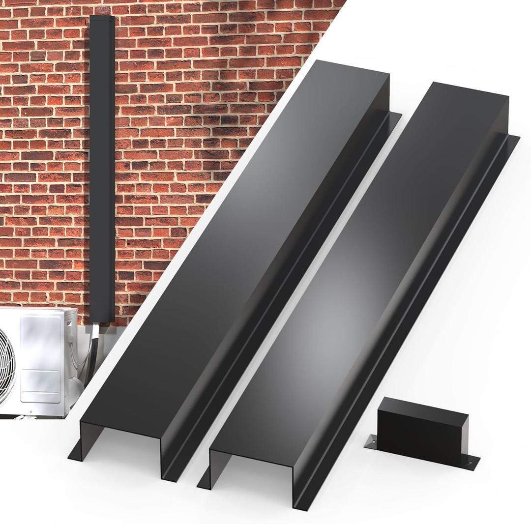 6 x 4 in Air Conditioner AC Line Set Cover Kit,Metal Mini Split AC Line Set Cover Kit Tubing Covers Protect Your Ductless Mini Split,Central Air Conditioner,Cooling Only,Heat Pump