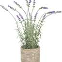 Lavender Small Fake Plant Lavender Artificial Flowers in Pots Decorative Plant for Bathroom Kitchen Bedroom Farmhouse Shelves Desk Office Decor (Purple - 14.2")