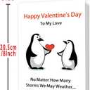 3 x Funny Penguin Valentines Day Cards for Him Her, Sweet Valentines Day Card for Wife Husband, Love Card for Boyfriend Girlfriend