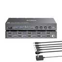 KVM Switch 2 Monitors 4 Computers HDMI + DisplayPort, KCEVE USB 3.0 DP KVM Switcher, 8K@30Hz/4k@144Hz DP KVM for 4 PC Share 2 Display and 4 USB 3.0 Devices