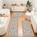 HEBE Washable Kitchen Rugs Sets of 3, Non Slip Absorbent Kitchen Rugs and Mats, Farmhouse Stain Resistant Kitchen Mat Carpet Runner for Kitchen Floor, Laundry Room, Hallway (20"x32"+20"x48"+20"x59")