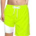 LUCOWEE Boys Swim Trunks Soft Boxers Lined no Chafe Swimsuit Bathing Shorts Sandless Quick Dry UPF 50+ Functional Drawstring, Fluorescent Lime, XL