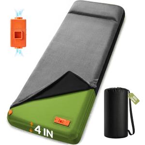 Self Inflating Sleeping Pad with Electric Pump, 4" Ultra-Thick Foam Camping Pad,9.5 R-Value 4 Season Camping Mattress Pad with Removable Cover, Camping Essentials Gear for Tent Travel Car
