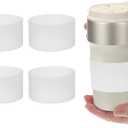 uxcell 4Pack Coffee Cup Sleeves, Reusable Silicone Heat Resistant Cup Protective Sleeve Nonslip Mug Protector Cover for Home Travel Coffee Mug Glasses Water Bottle Boots, Clear