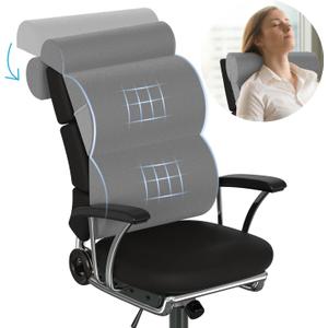 Full Back Pillow with Neck Support for Office Chair,Lumbar Support Pillow for Tall Back Chair,Computer/Desk Chair,Patented 2+2 Semi-circular Soft Back Cushion for Back Pain Relief for Resting,Working