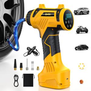Tire Inflator Portable Air Compressor Built in 𝐁𝐚𝐭𝐭𝐞𝐫𝐲 - Corded/Cordless Tire Inflator - 𝟗𝟔𝟎𝟎 𝐦𝐀𝐡 & 12V DC, Faster Inflation Handheld Air Compressor, 160PSI Air Pump for Car, SUV, 04