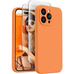 FireNova Designed for iPhone 15 Pro Max Case, Silicone Upgraded [Camera Protection] Phone Case, Soft Anti-Scratch Microfiber Lining Inside, 6.7 inch, Kumquat