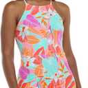 EIDON Womens Sania High Neck Cover Up Dress (Small, Flora)