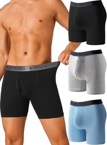 FINETOO Mens Underwear Boxer Briefs Soft Breathable Cotton Wide Waistband Men Underwear 3 PC/2 Pack
