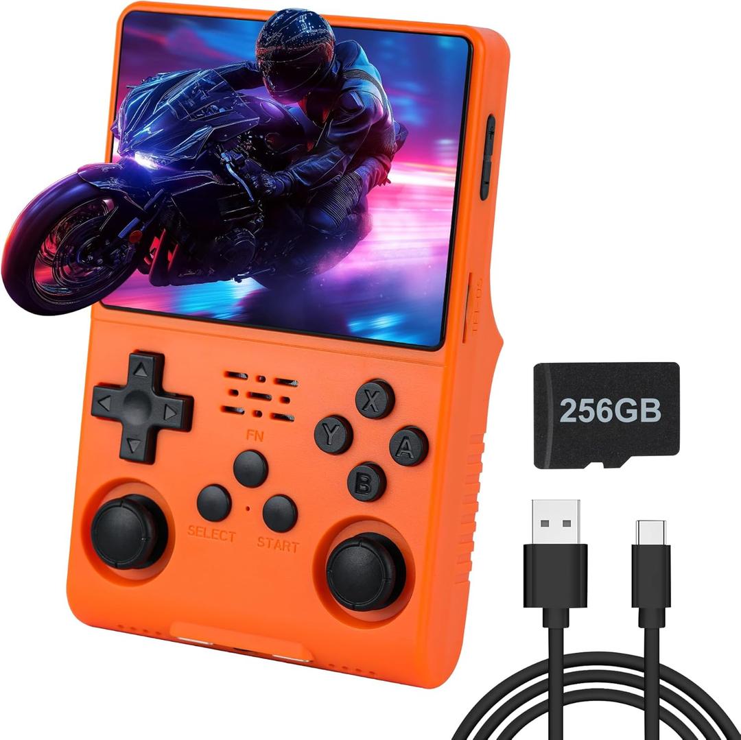 R40S Pro Handheld Game Console, Over 30,000 Pre-Installed Games, More Than 20 Retro Emulator Systems, 3.5 inch IPS Full-View HD Screen256GB (Yellow)