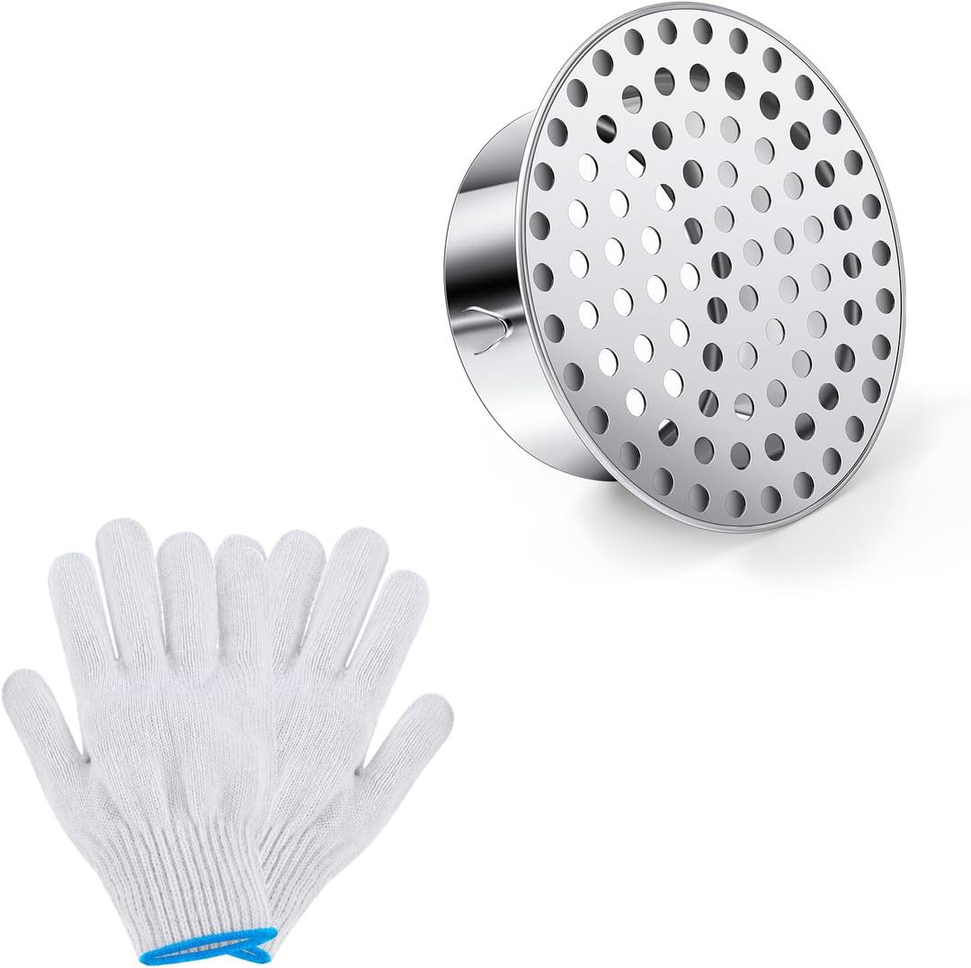 Moxweyeni 1 Pcs PVC Termination Cap for 2" Inner Diameter, Mesh Screen Vent Cover 304 Stainless Steel, for Furnace & Roof Vent Cap, Round Air Outlet Exhaust Water Drains Pipe with Gloves