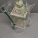 JHY DESIGN Decorative Candle lantern-10inch High Vintage Style Hanging Lantern Metal Candleholder for Indoor Outdoor Events Parities and Weddings (White with Gold Brush)