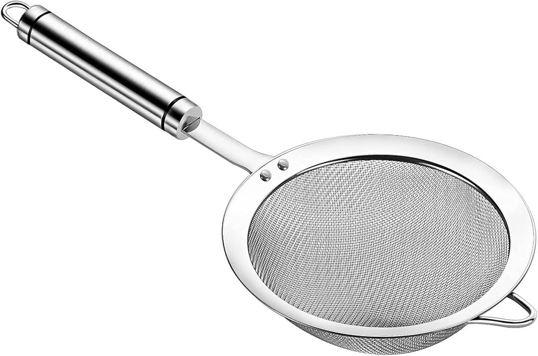 304 Stainless Steel Fine Mesh Strainers for Kitchen, Colander-Skimmer with Handle, Sieve Sifters for Food, Tea, Rice, Oil, Noodles, Fruits, Vegetable 5.51 inch Medium
