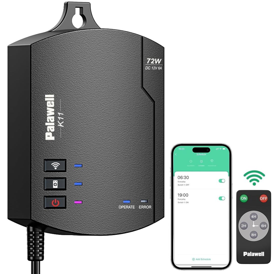 72W WiFi Low Voltage Landscape Transformer, Outdoor Landscape Light Transformer with Timer, 120V AC to 12V DC Low Voltage Transformer for Pathway Lights, Smart App/Voice Control/Remote K11