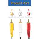 RCA Cable, AV Cable Gold Plated, Yellow/White/red connectors 3 Male to 3 Male-4.6 Feet/1PCS