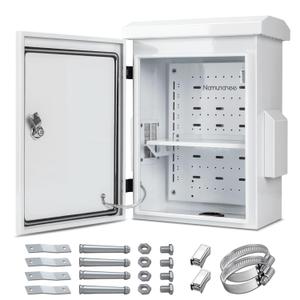 Outdoor Electrical Box, Cold-Rolled Steel Plate, Aluminum Alloy Back Beam, One-Piece Ventilation Design, IP65 Waterproof, Wall/Pole Mounted (17.8" x 13.9" x 8") (17.8" x 13.9" x 8")