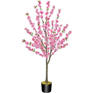 HUAESIN 4.4FT Artificial Cherry Blossom Tree Decor Fake Pink Flowers Sakura Tree Faux Plants Indoor Decor for Spring Living Room Home House Entryway Bedroom Office Inside Wedding Party Outdoor