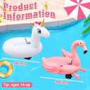 2 Pack Motorized Pool Float for Adult, Inflatable Pool Lounger Chair Pink Flamingo Unicorn River Tube Floating with Pusher Handles Cup Holder and Pump Waterproof for Party Beach Outdoor