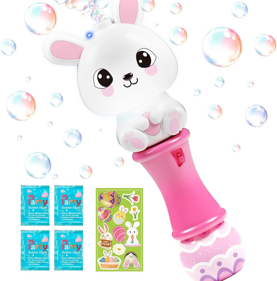 SpringFlower Bubble Blower Wand,Bubble Maker with LED Light-Up Effect for Kids,Bubble Toy for Basket Stuffers Fillers, Easter Basket Essentials, Easter Eggs Hunt