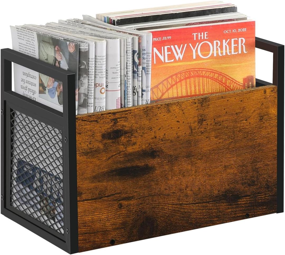 YINMIT Magazine Holder, Magazine Rack Floor, Magazine Rack for Desktop and Home Office, Magazine Storage Basket for Letters, Magazines, Books, Newspapers (Medium, Brown) YINMIT Magazine Holder, Magazine Rack Floor, Magazine Rack for Desktop and Home Office, Magazine Storage Basket for Letters, Magazines, Books, Newspapers (Medium, Brown)