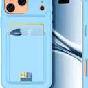 Petocase for iPhone 17 Pro Wallet Case Card Holder Slot Ultra Slim Fit Flexible TPU Gel Rubber Soft Skin Silicone Protective Phone Case Cover for Apple iPhone 17 Pro 6.3 inch Light Blue