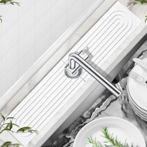 Stone Drying Mat for Kitchen Faucet: Diatomite Stone Drying Tray - Fast Water Absorbent Kitchen Sink Splash Guard for Bathroom Faucet & Counter - Ideal for Moms & Housewife (White, 23.6" x 3.94")