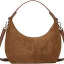 Slouchy Suede Shoulder Bags For Women Retro Crossbody Bag Tote Bag Satchel Bag Winter Work Purses Crescent Bag Handbag Fall (Brown)