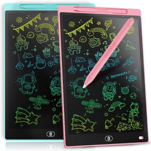 [2 Pack] Genialba LCD Writing Tablet 12-Inch Colorful Doodle Board, Toddler Learning Educational Toys Gifts for 3-8 Years Old Girls and Boys, Electronic Drawing Pad for Kids (Pink&Blue)