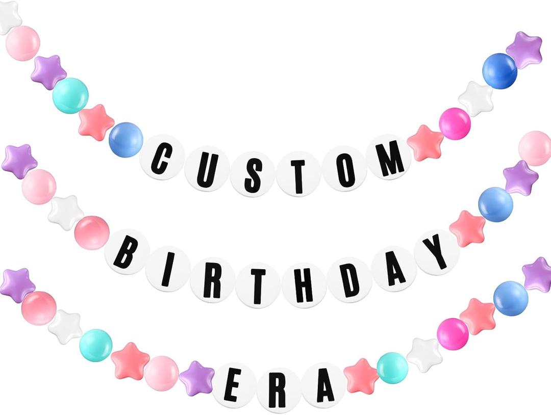 103 Pcs DIY Jumbo Friendship Bracelet Birthday Banner Kit Famous Singer Customizable Party Giant Garland Decor for Birthday Wedding Baby Shower DIY Supplies(Macaron Color)