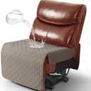 Ruaozz 100% Waterproof Armless Chair Cover for Sectional Recliner Sofa - 1-Piece Oversized Additional Seat Cover for Reclining Couch - Non Slip, Washable, Khaki
