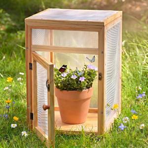 Bucherry Wooden Butterfly Habitat Cage Kit Monarch Caterpillar Enclosure with Mesh Tent & Wood Frame, Detachable Insect Observation House for Kids Outdoor Garden(15.7")