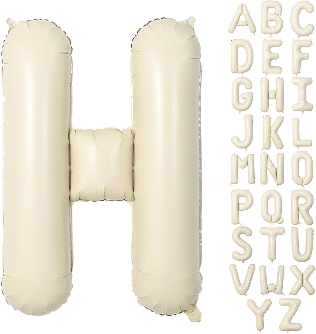 40 Inch Letter Balloons H, G, Y, U, A,  G, Cream White, Self Inflating Beige Customize Helium Balloon Letters H for Women Girls Happy Birthday Oh Baby Shower Party Decoration 40 Inch Letter Balloons H, G, Y, U, A,  G, Cream White, Self Inflating Beige Customize Helium Balloon Letters H for Women Girls Happy Birthday Oh Baby Shower Party Decoration