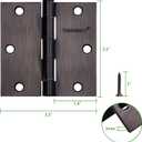 18 Pack Door Hinges, 3.5 x 3.5 Inch Oil Rubbed Bronze Hinges for Wood Square Corners Interior Hinges for Standard Flat/Bedroom, 3 1/2 Inch Door Hinges for Residential Doors