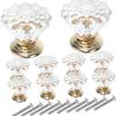 Veemoon 10pcs Clear Crystal Acrylic Drawer Pulls Elegant Cabinet Handles for Dressers Kitchen Bathroom Easy Installation Single Hole Design Versatile Decorative Hardware (Gold)
