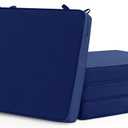 Outdoor Chair Cushions Set of 4: Waterproof & Fade Resistant Seat Cushion for Patio Furniture - 18.5 x 16 x 2 Inch Chair Pads with Ties and Hidden Zipper - Patio Chair Cushion Replacement, Navy