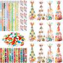Sabary 147 Pcs Back to School Stationery Party Favor Bulk Pack with Pencil Eraser Slap Bracelets Cards Treat Bags for Kids Classroom Gift Exchange School Prizes Reward Carnival Events