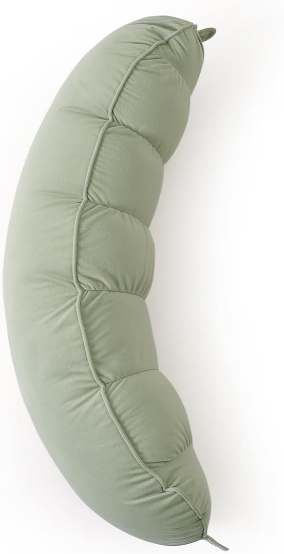 Peallow(Pat. Pend)  Long Round Body Pillow for Adults, Bolster Pillow for Sleeping, Soft and Supportive Pillow for Sleeping & Lumbar Support (Celadon Green, 29.5")