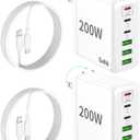 2 Pack USB C Charger Block, 200W GaN Super Fast Charger Type C iPhone 17 16 Fast Charging 6 Port Foldable PD Charging Station for All iPhone/Android Phone Samsung Galaxy S25/S24/MacBook iPad
