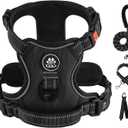 IVY&LANE No Pull Dog Harness for Large Dogs, Dog Vest Harness with Leash, Safety Belt and Storage Strap, Fully Adjustable Harness, 360 Reflective Strip, Soft Handle (Black, L)